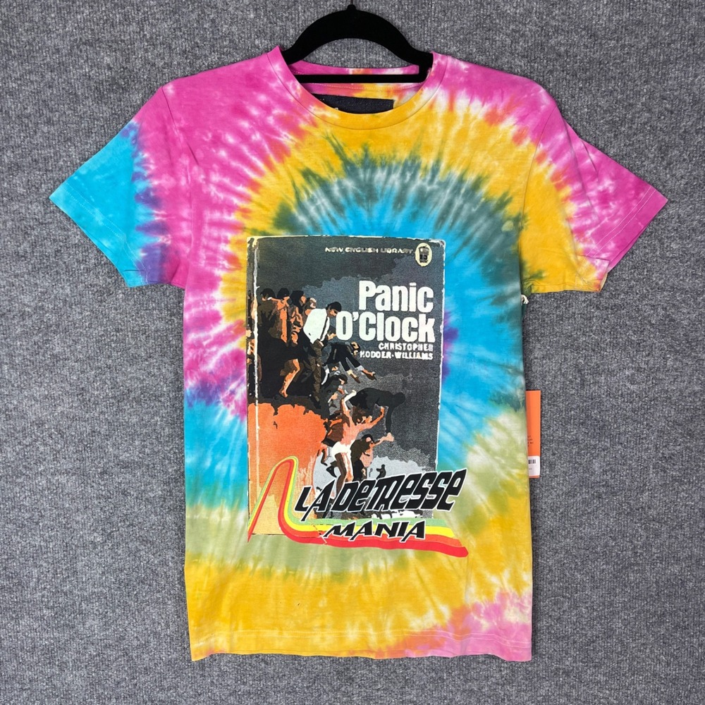NEW La Detresse Panic O Clock Tie Dye Graphic‎ T Shirt Women Made in LA XS